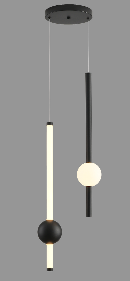 Lámpara Colgante minimalista 2 Barras con esfera NAIA-2N