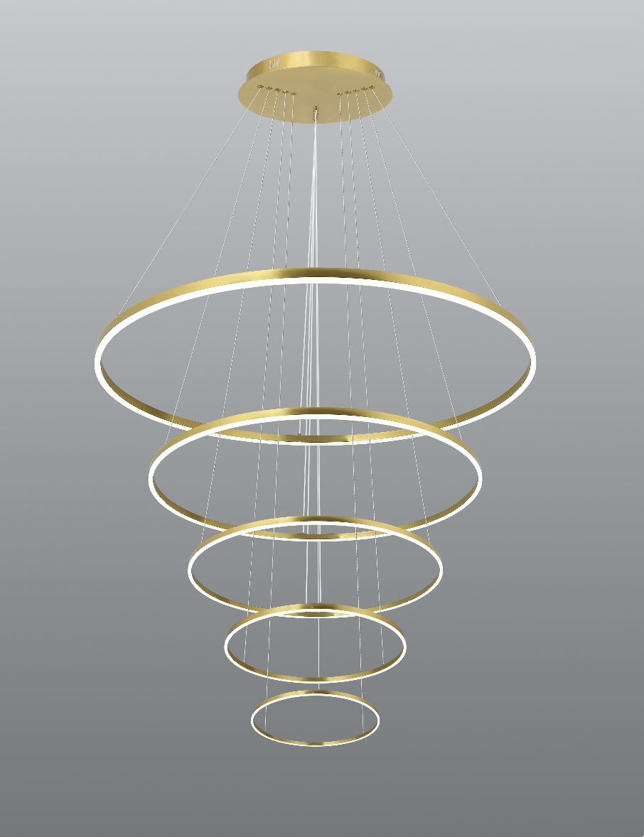 Lámpara Colgante colgante 5 AROS DORADO CANDIL LU-MO-QUEEN-RC-D