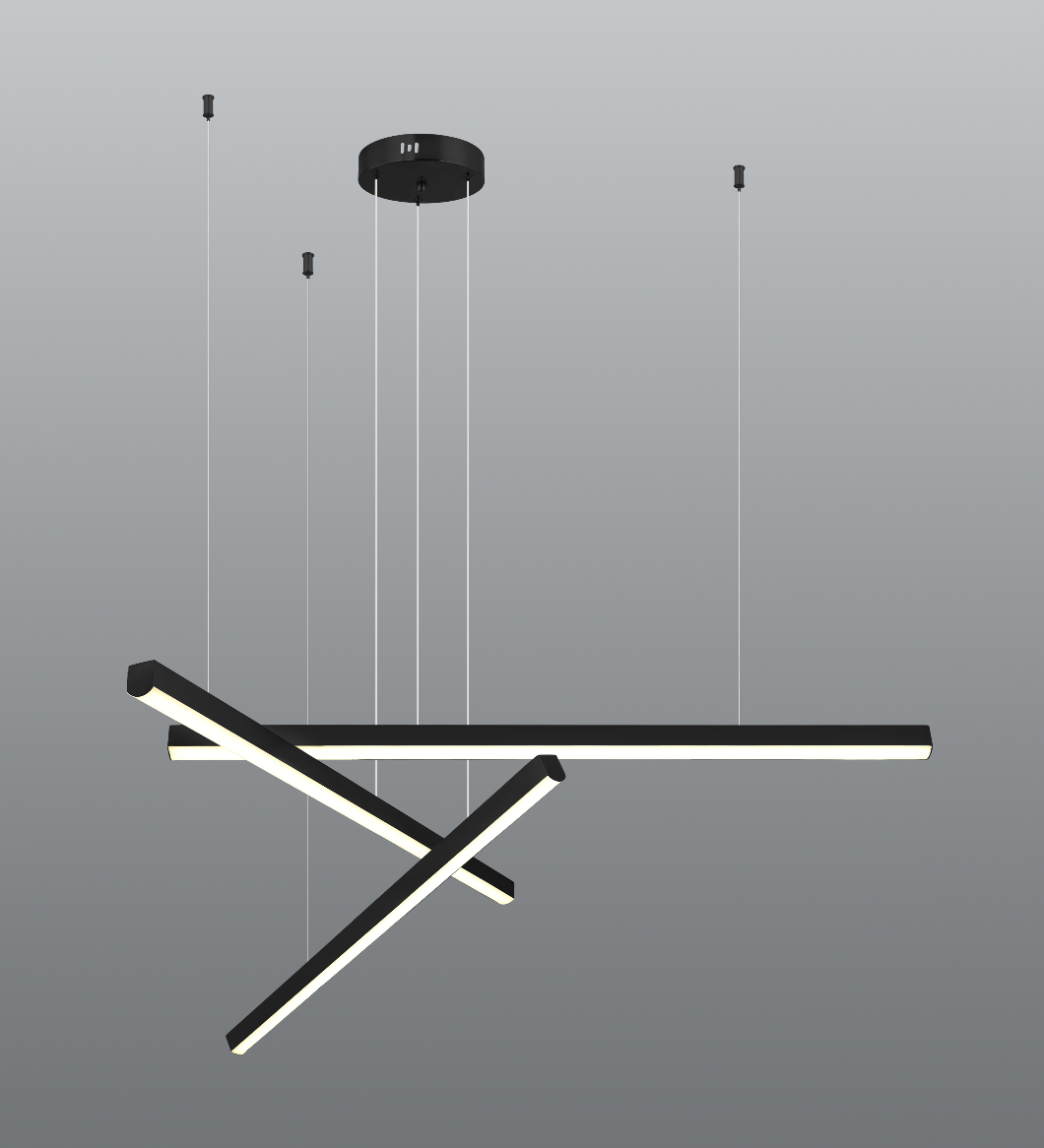 Lámpara Colgante minimalista 3 barras NEGRO LU-MO-LUMEN-3N