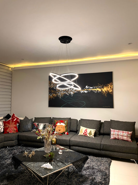 Lámpara Colgante MODERNA 3 AROS NEGRO LU-MO-TRIPOLI-LR-N