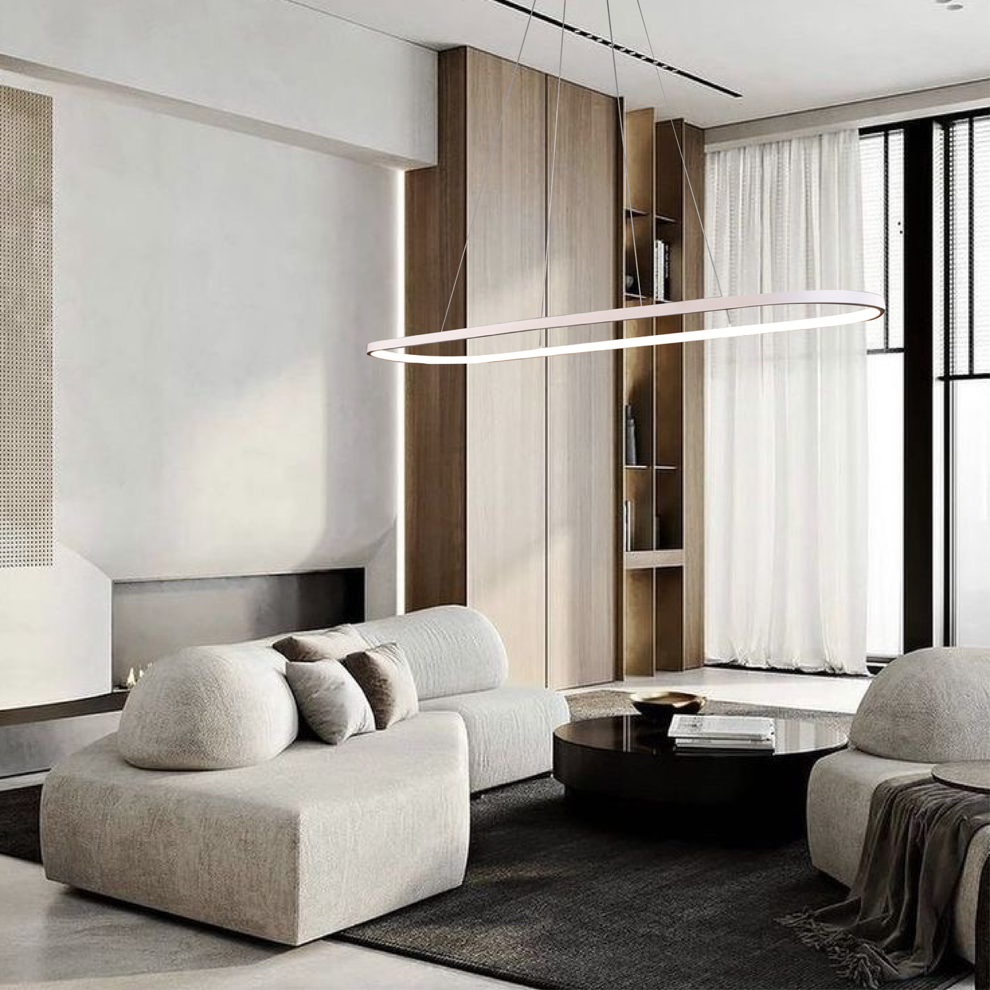 Lámpara LED ÓVALO COLGANTE BLANCO LU-MO-PORTO-L- 50w