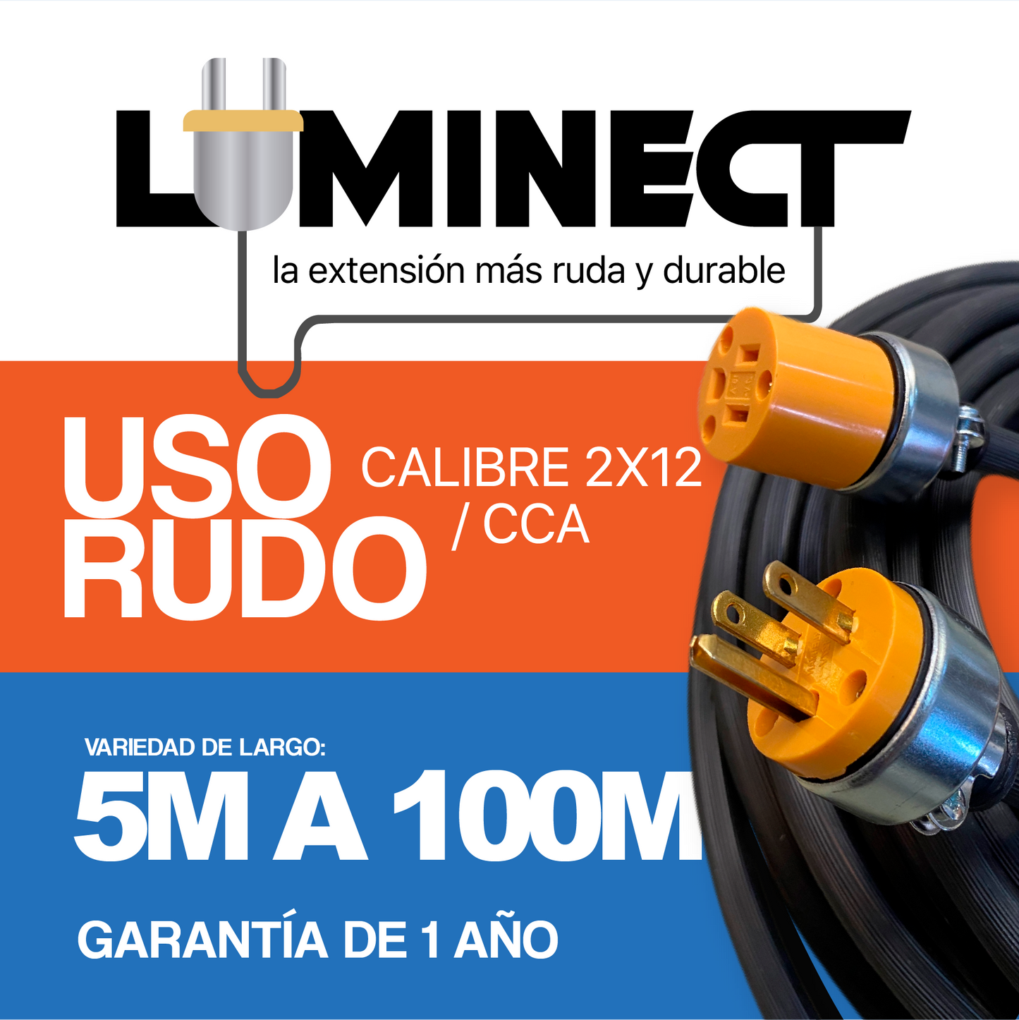 EXTENSIÓN USO RUDO CABLE 2X12 | REFORZADA