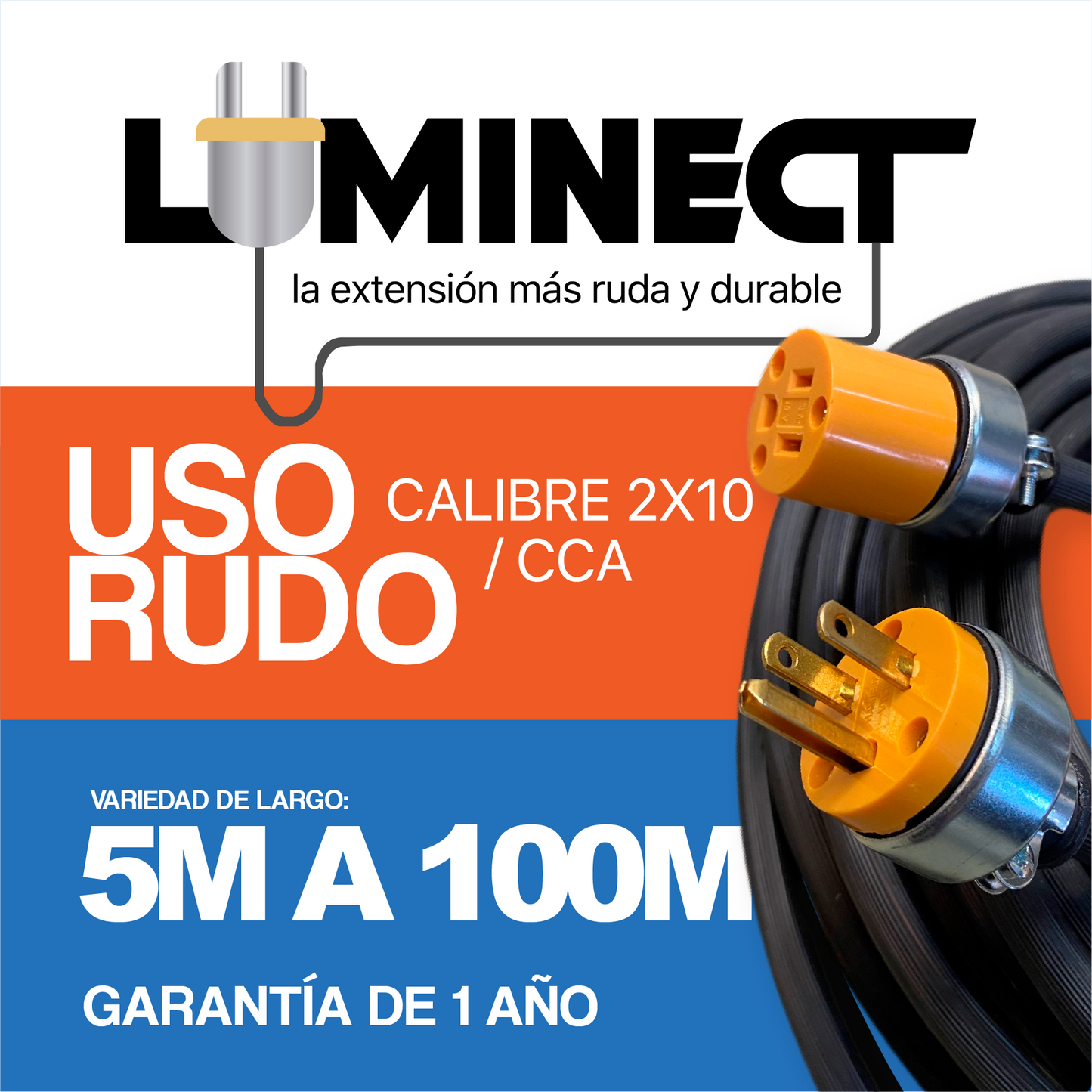 EXTENSIÓN USO RUDO CABLE 2X10 | REFORZADA