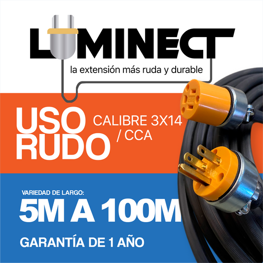 EXTENSIÓN USO RUDO CABLE 3X14 | REFORZADA