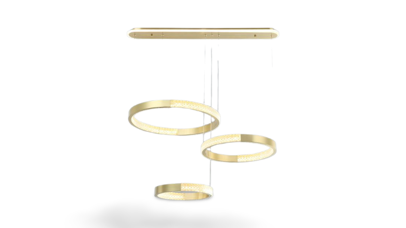 Lámpara Colgante Dorada Minimalista 3 Aros Luminosos LU-MO-IRIS-D