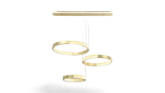 Lámpara Colgante Dorada Minimalista 3 Aros Luminosos LU-MO-IRIS-D