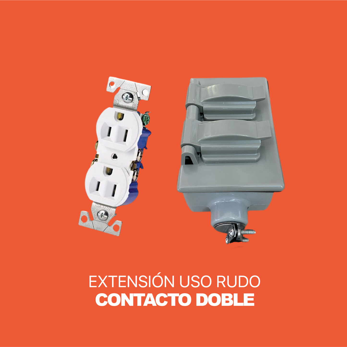 EXTENSIÓN USO RUDO CABLE 2X10 | CONTACTO DOBLE